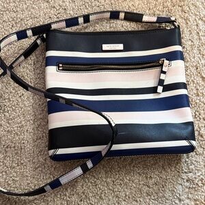 kate spade Navy, Black & Light Pink Striped Crossbody